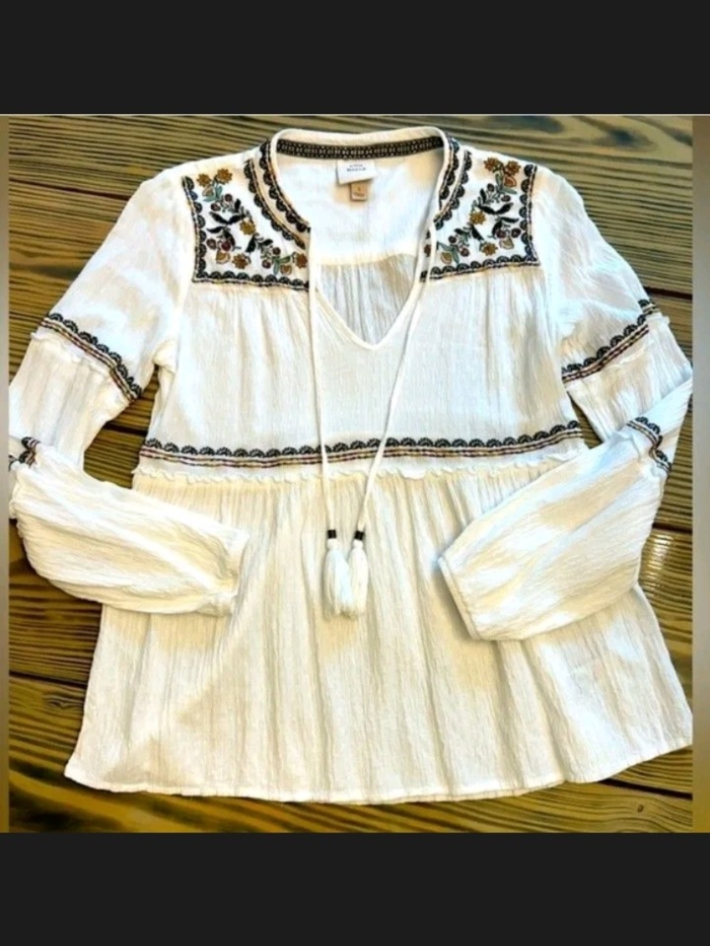 Knox Rose Boho Embroidered Peasant Top